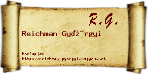 Reichman Györgyi névjegykártya